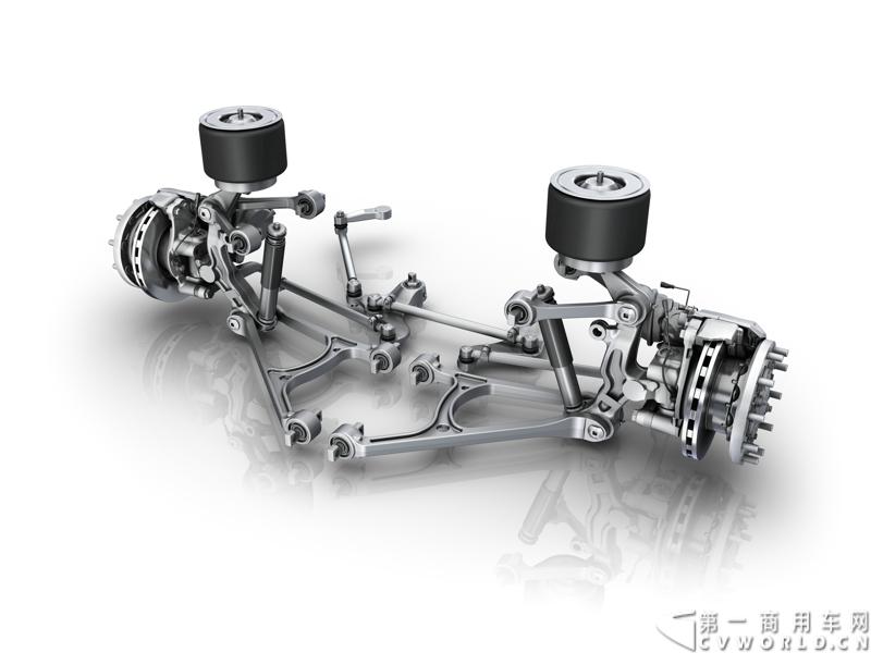 随着汉诺威商用车展的临近，采埃孚公司（ZF）近日在德国亚琛市举行了一场别开生面的新产品试乘试驾活动。在这次活动上，采埃孚向各国媒体展示了最新的商用车传动技术和产品，以及面向未来的前瞻性科技成果。这些成果与结晶，也将在9月份举行的汉诺威车展上展出。图为采埃孚RL_55_EC 型独立悬挂前桥。