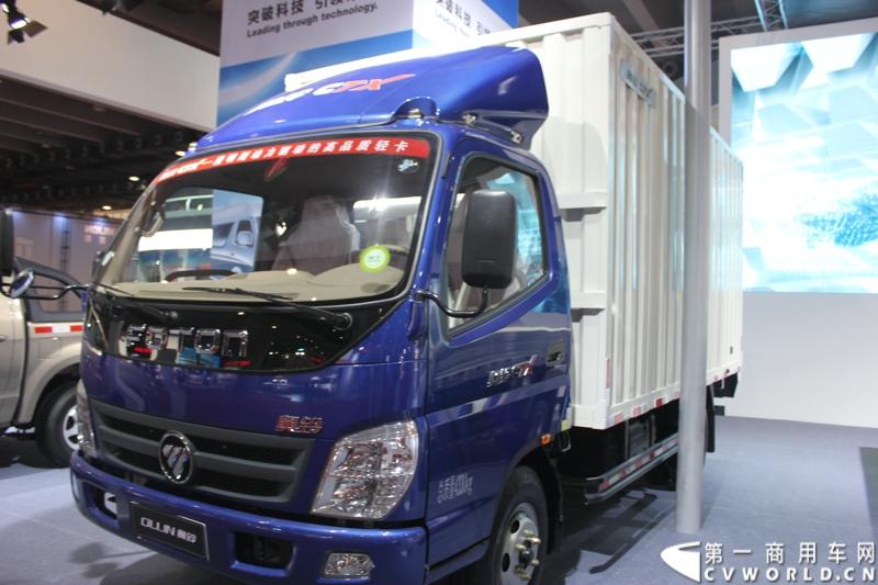 2014年11月20日-23日, 2014广州国际商用车展在广州琶洲中国进出口商品交易会展馆B区举行。福田汽车在广州车展上展出12辆整车和1台发动机，其中参展的4款商用车车型分别为福田奥铃、欧马可、拓陆者皮卡和福田欧辉客车，可谓阵容强大。图为福田奥铃BJ5049XXY-BF型载货车 