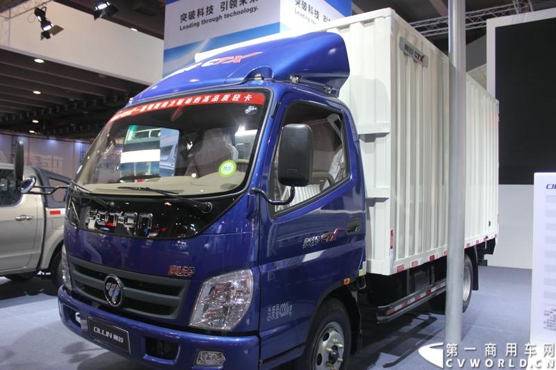 2014年11月20日-23日, 2014广州国际商用车展在广州琶洲中国进出口商品交易会展馆B区举行。福田汽车在广州车展上展出12辆整车和1台发动机，其中参展的4款商用车车型分别为福田奥铃、欧马可、拓陆者皮卡和福田欧辉客车，可谓阵容强大。图为福田奥铃BJ5049XXY-BF型载货车 