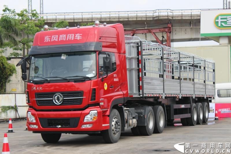 5月8日，“出彩天龙哥，中国好司机”东风天龙卡车驾驶员大赛半决赛在广州佛山海元物流园内圆满结束。图为东风天龙驾驶员大赛比赛现场 