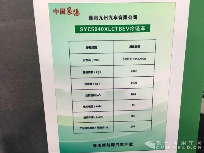 襄阳九洲带来的纯电动冷链车