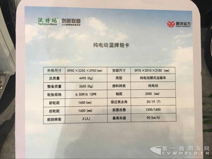 沃特玛纯电动蓝牌轻卡